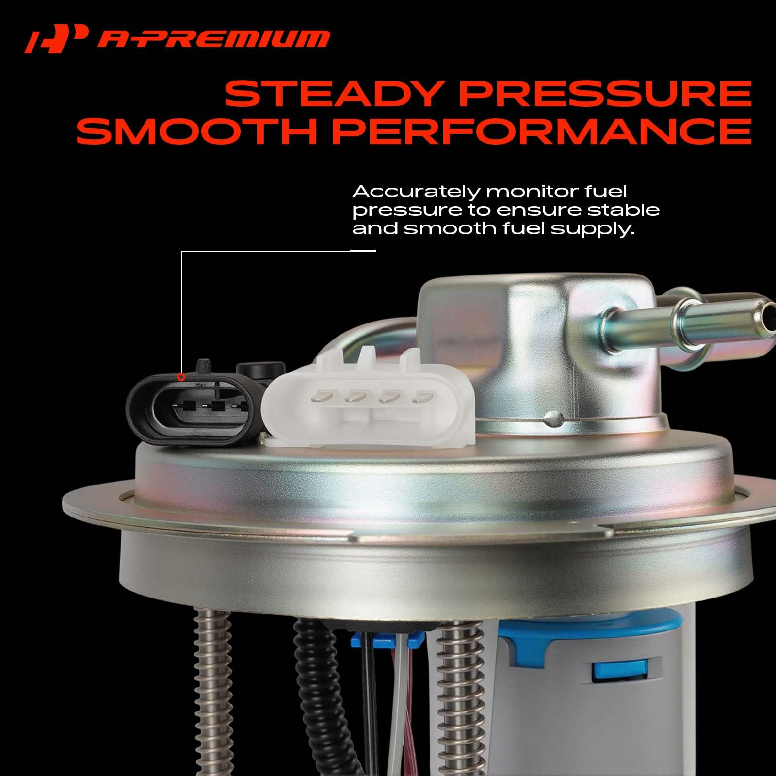 A-Premium mounted on a fuel tank showing scale and direct-fit dimensions