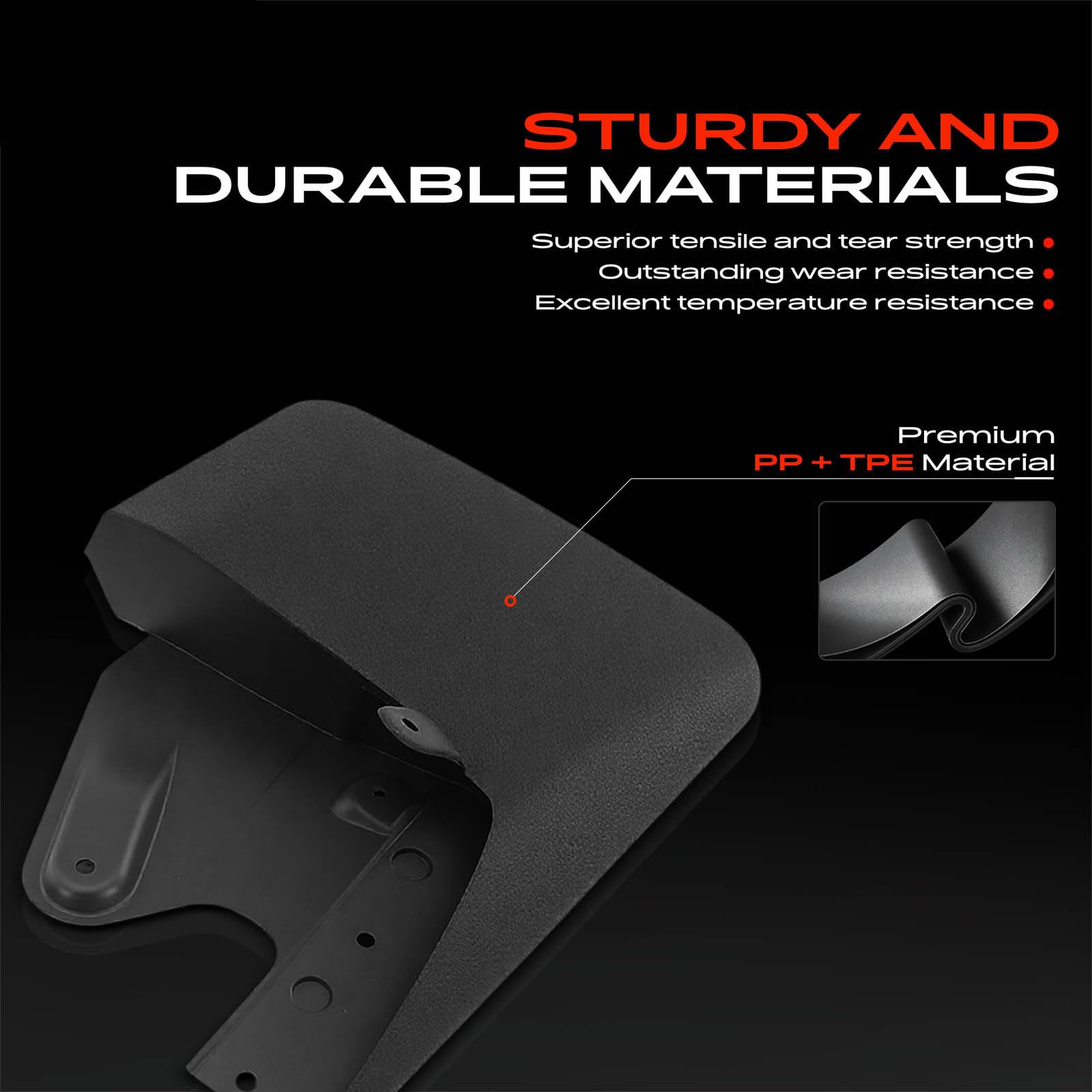 A-Premium mud flap mounted on rear wheel reducing gravel splashback