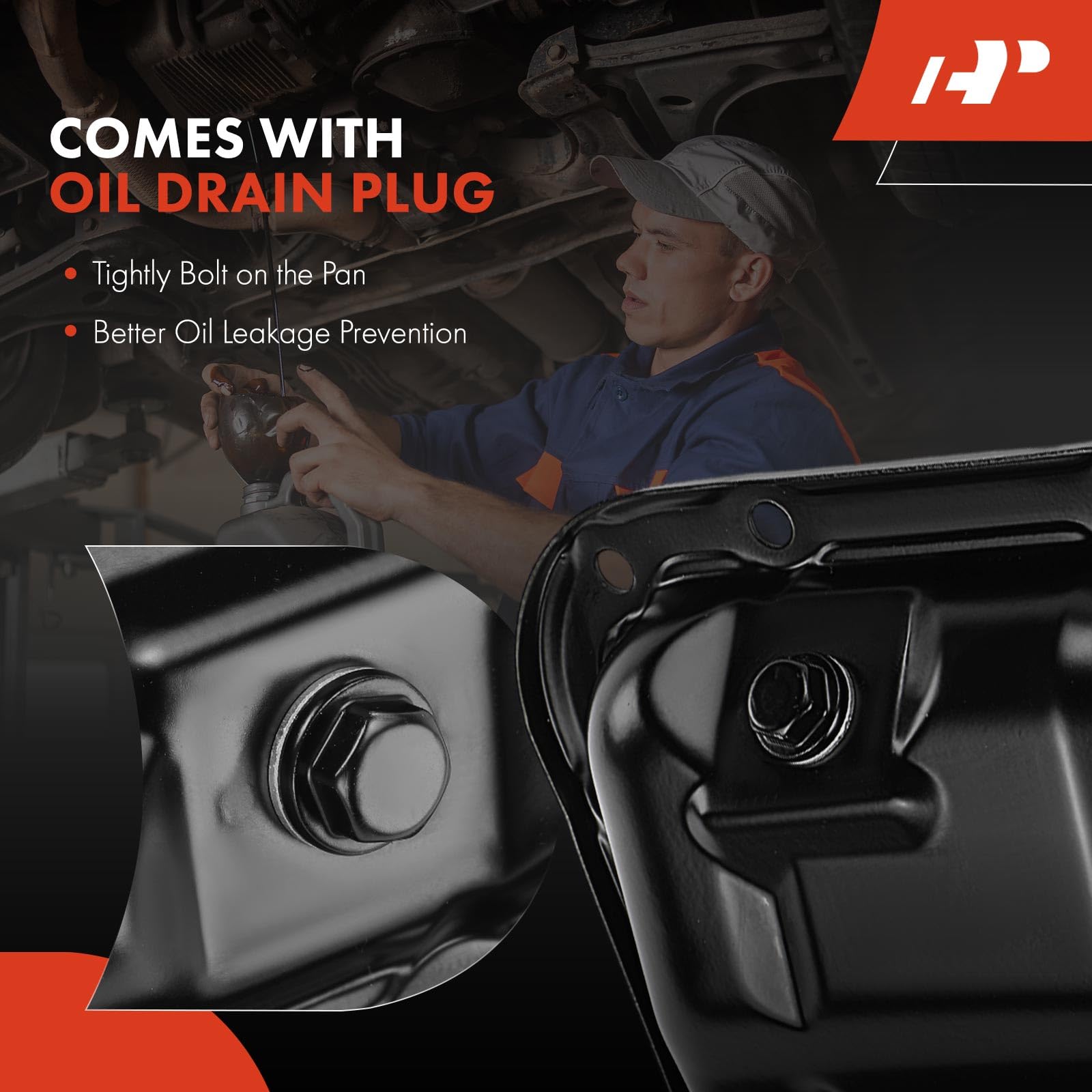 A-Premium oil pan beside ruler showing scale for accurate fitment reference benefit