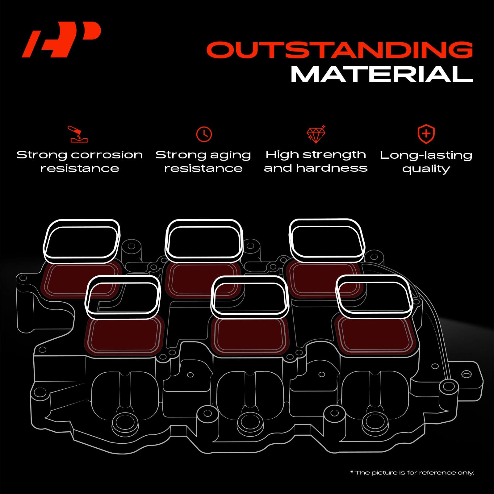 A-Premium PA66-GF33 molded gaskets top view highlighting heat resistant design