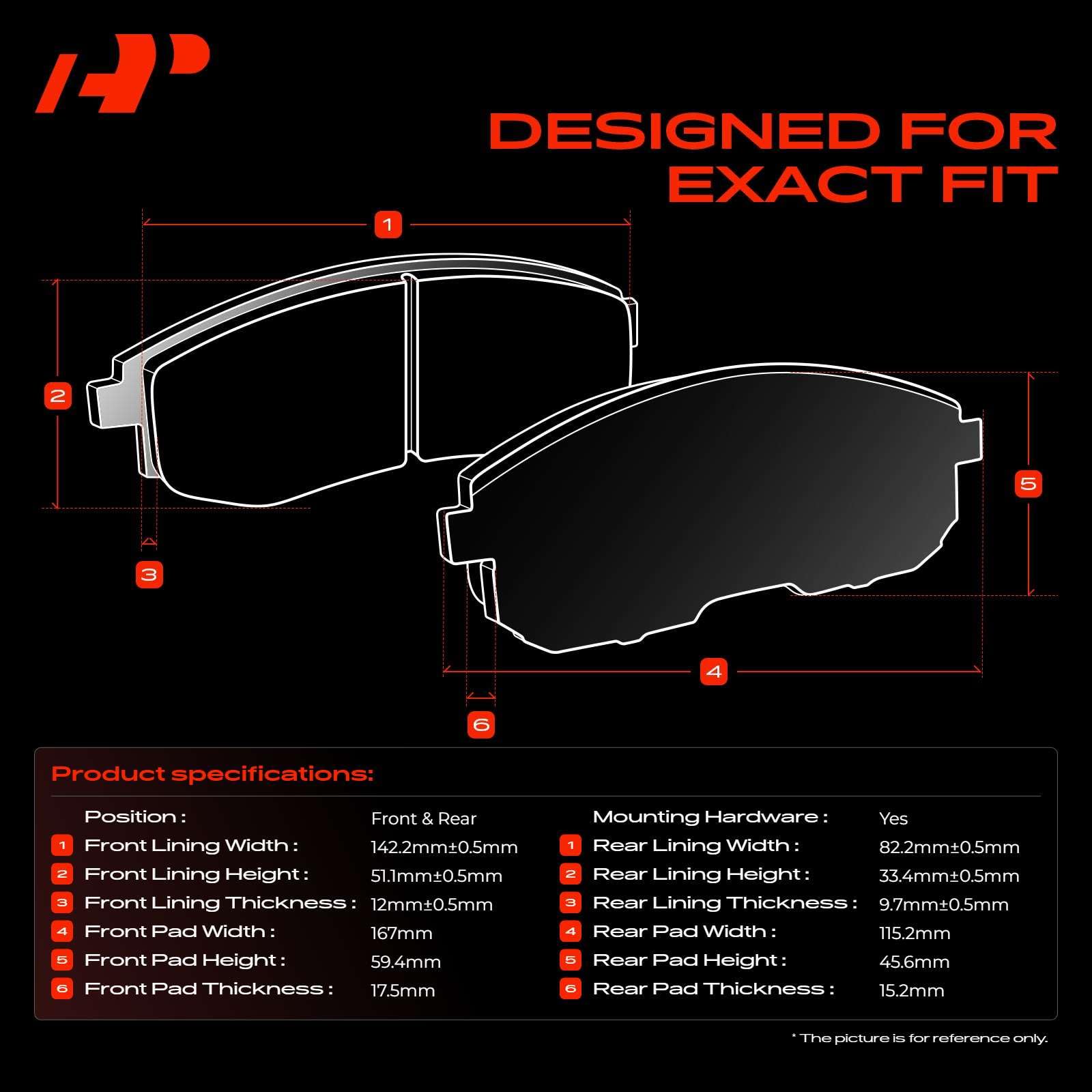 A-Premium rear pad close-up highlighting low-dust surface and durability