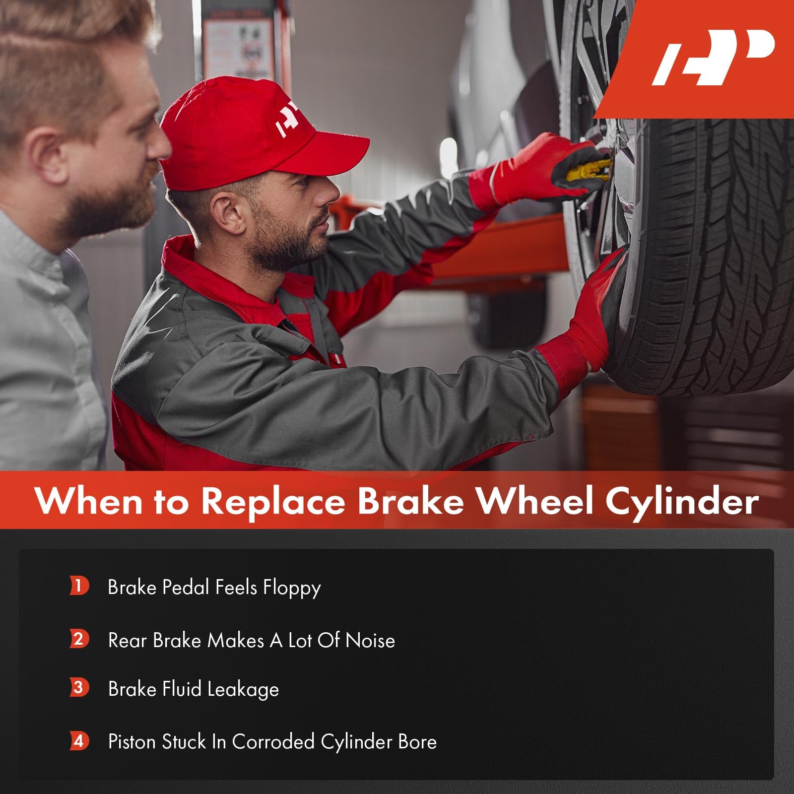 A-Premium piston and seal detail emphasizing durable components for consistent braking