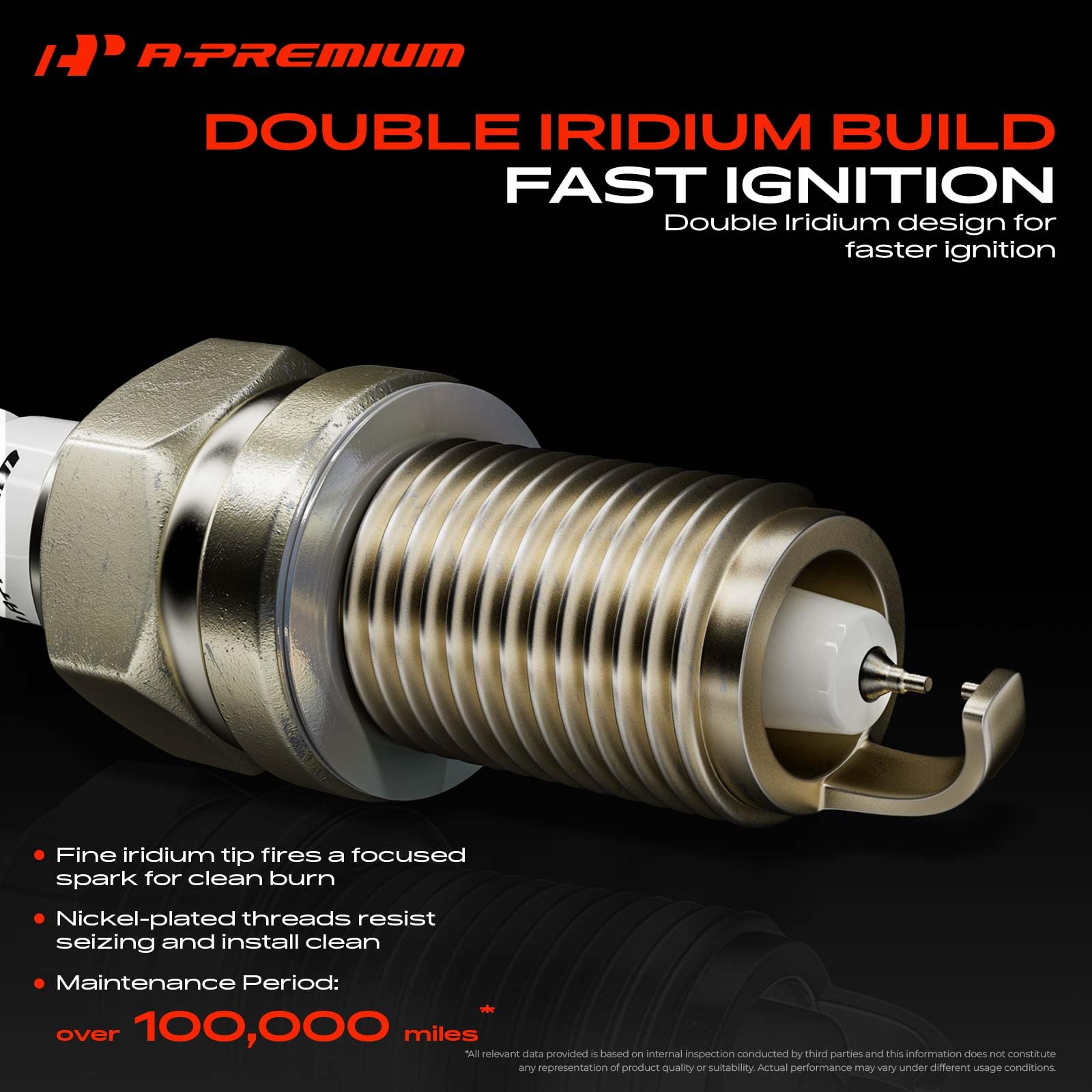 A-Premium spark plug thread and reach visible to confirm correct 26.5 mm fitment