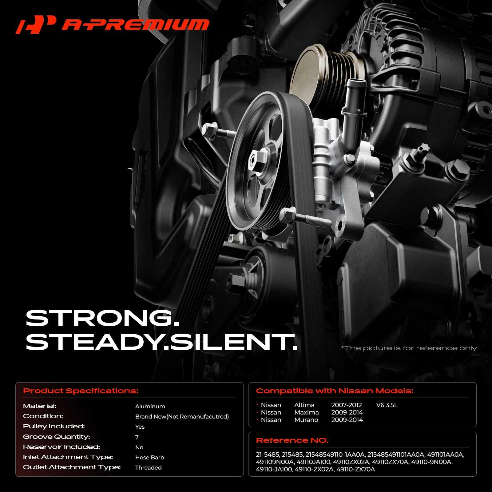 A-Premium pulley close-up highlighting pulley quality for reduced belt noise