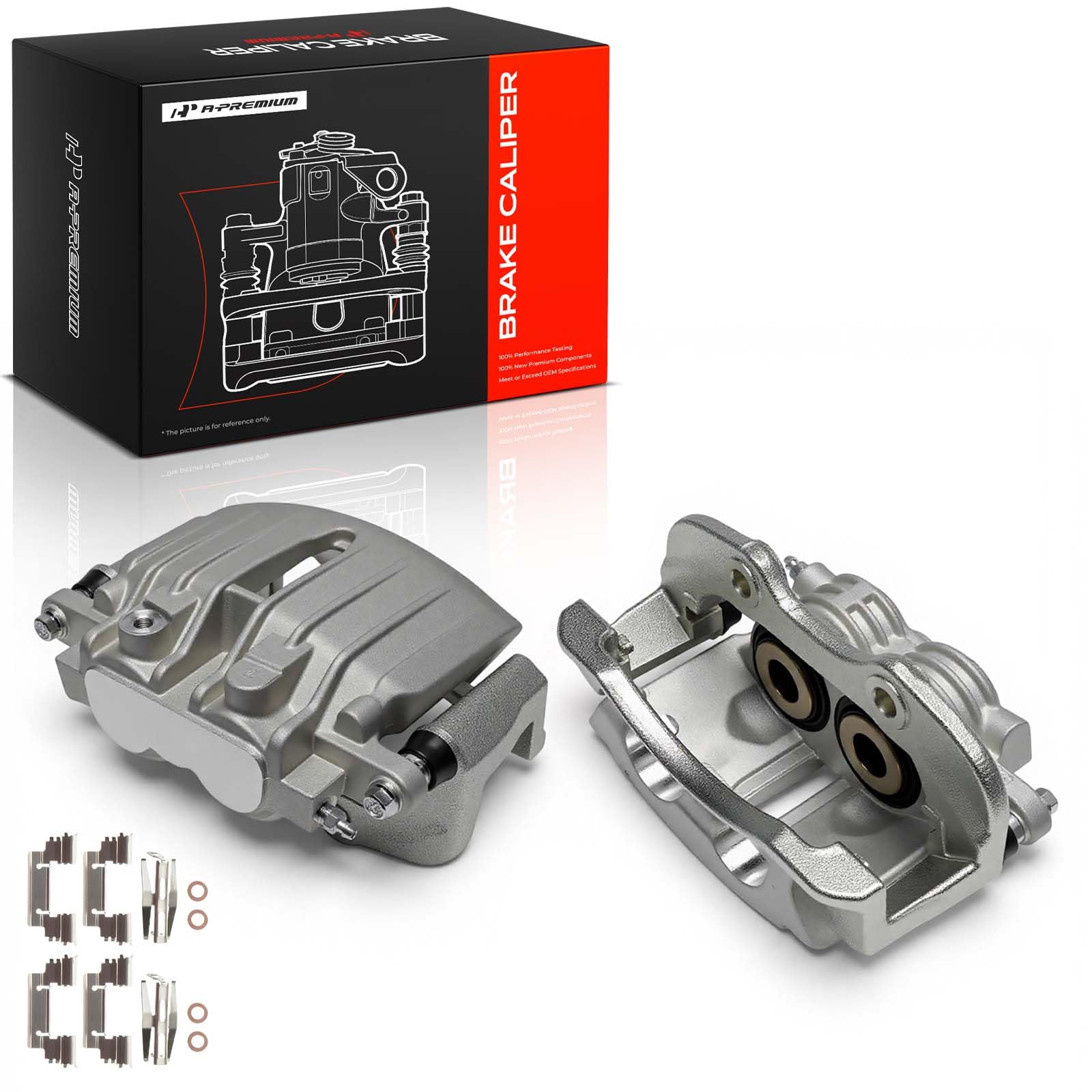 A-Premium rear caliper front view showing robust casting and precise fitment