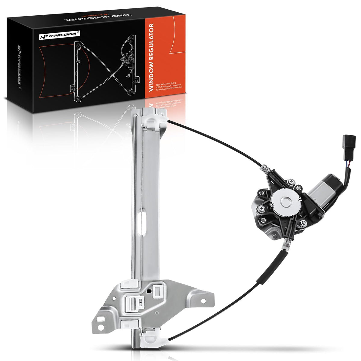 A-Premium front view of rear driver side regulator showing fit and secure mounting benefit