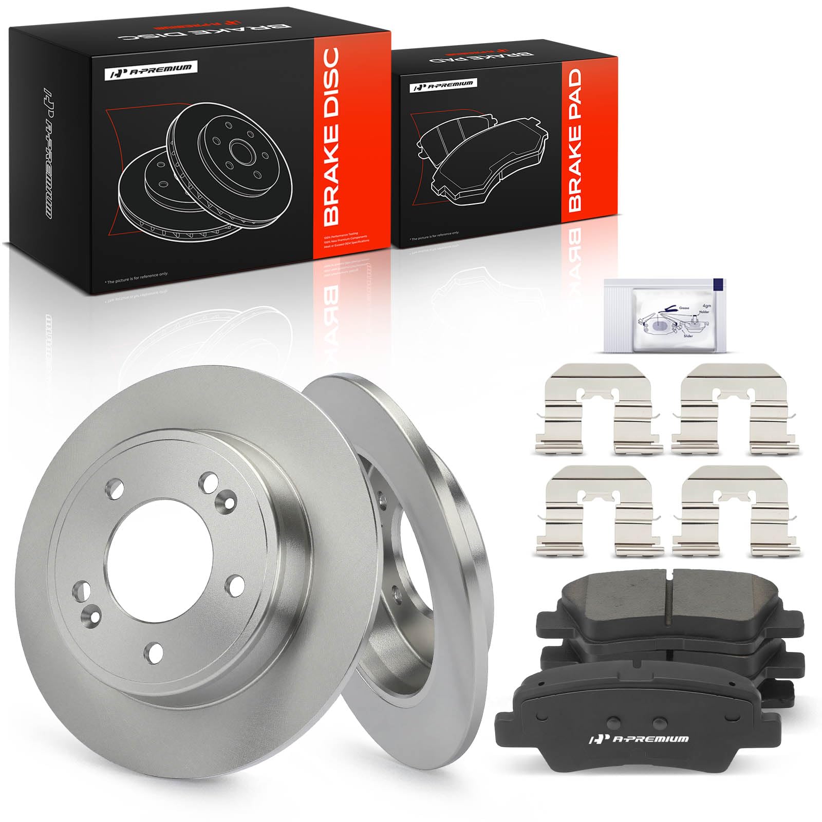 A-Premium front packaging showing complete rear brake kit and benefits