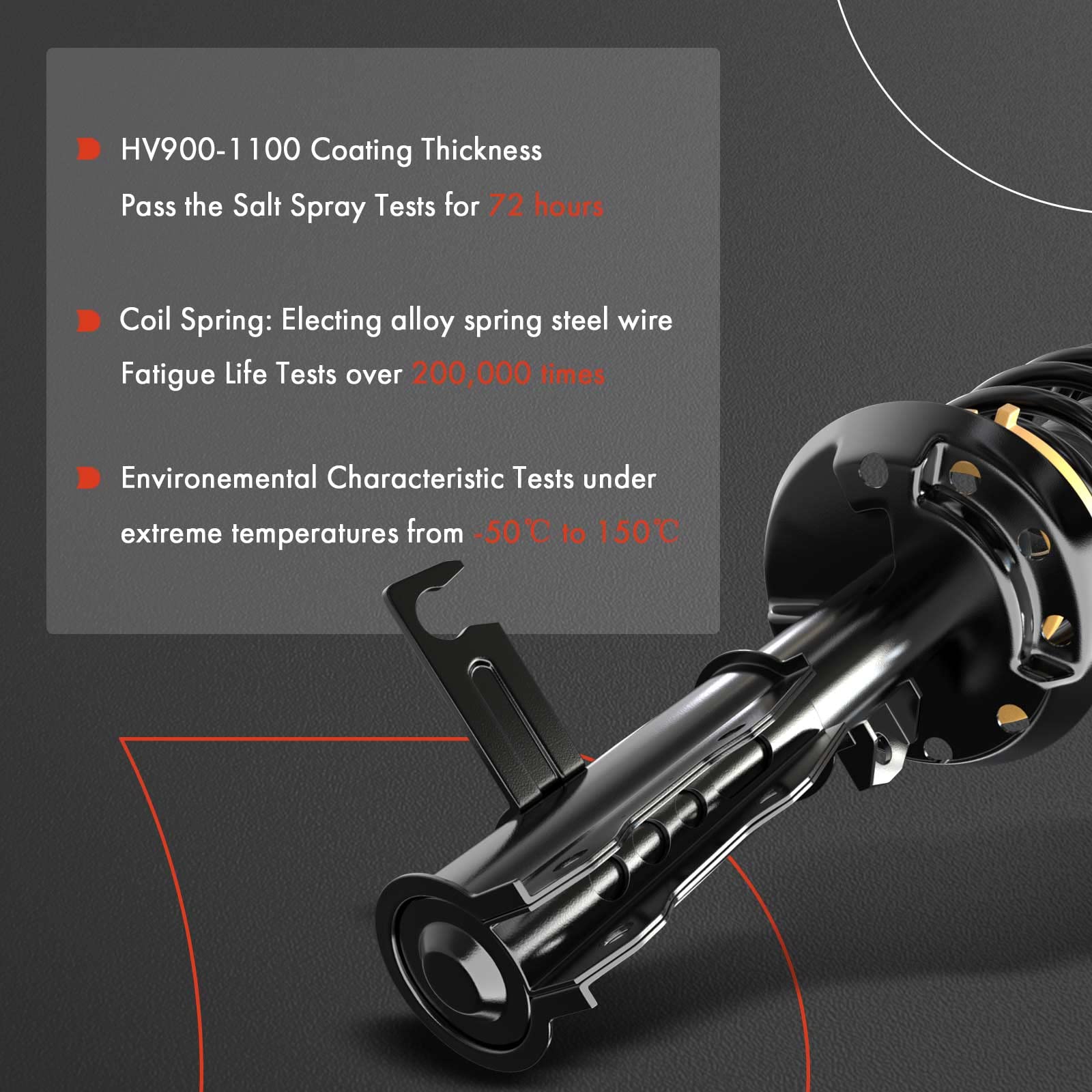 A-Premium rear shock absorber profile highlighting matched damping