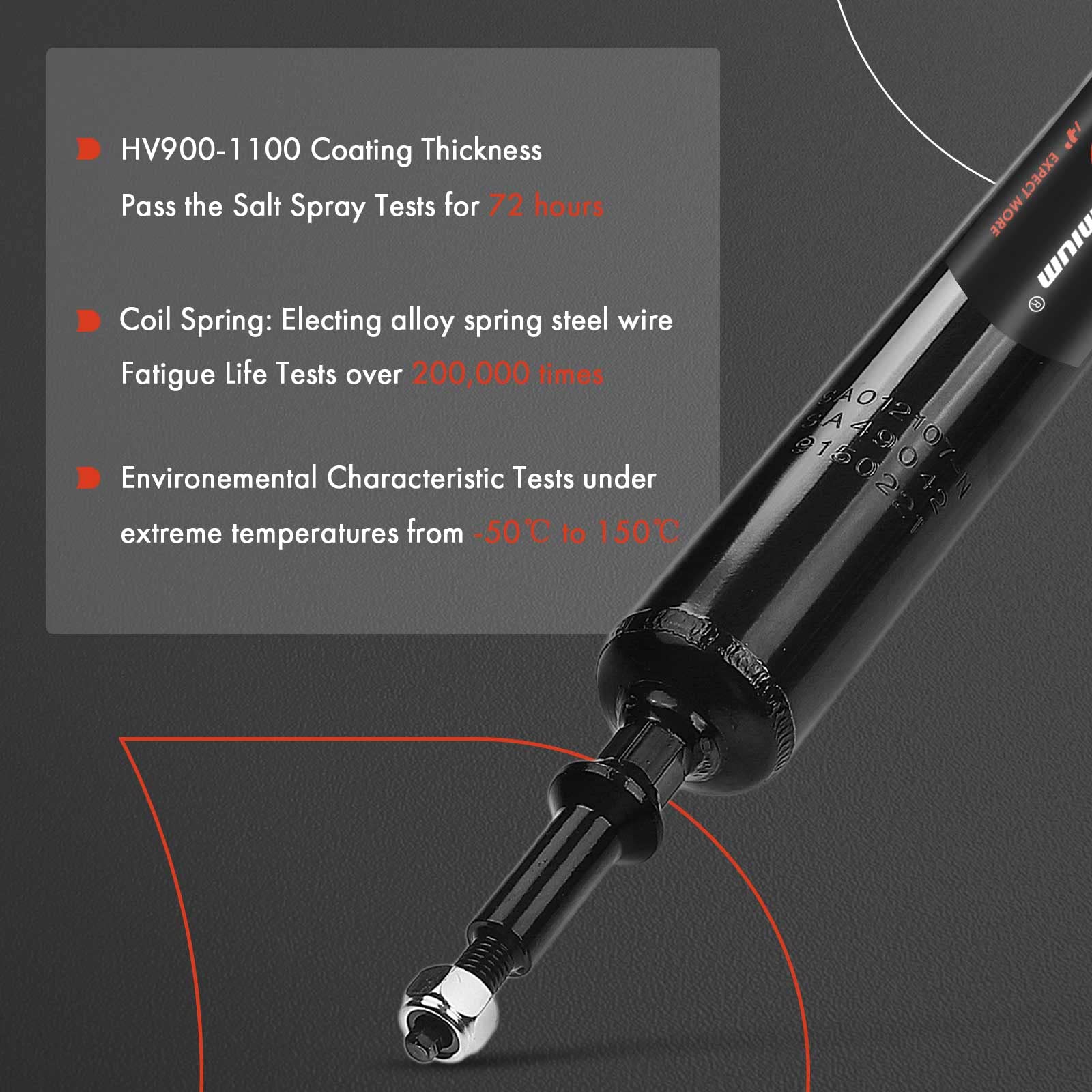 A-Premium shock compressed and extended comparison showing precise dimensions