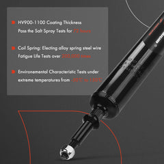 A-Premium shock compressed and extended comparison showing precise dimensions