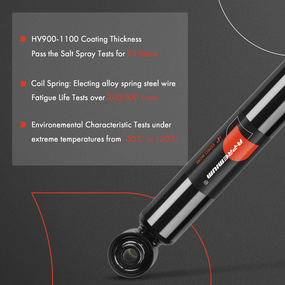 A-Premium rear shock dimensions scale showing extended and compressed lengths