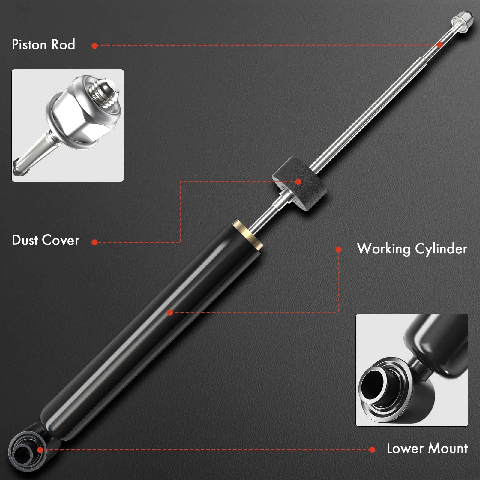 A-Premium rear shock side profile illustrating compact design and durability