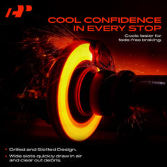 A-Premium rotor edge and slot detail for heat dispersion