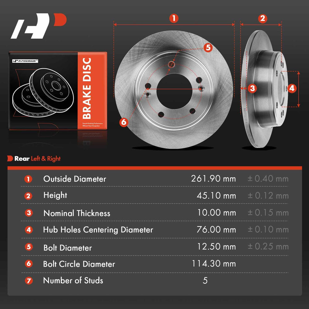 A-Premium rotor five-bolt pattern visible for accurate bolt-hole matching benefit