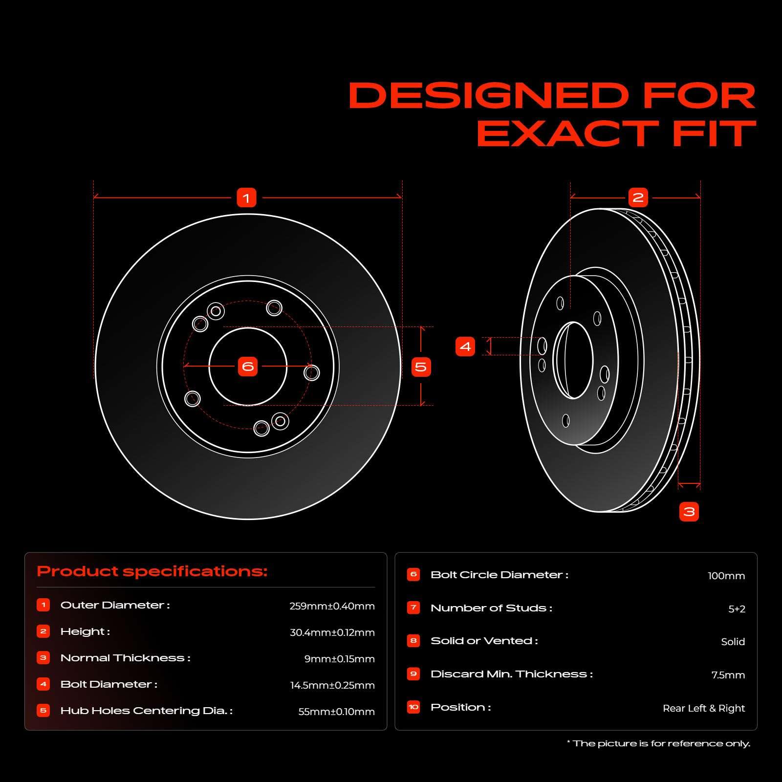 A-Premium rotor mounting hole detail highlighting five-bolt alignment accuracy
