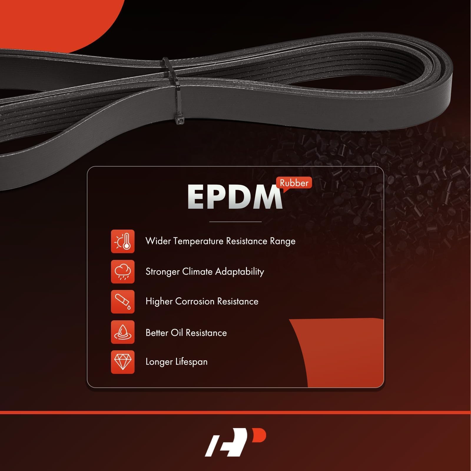 A-Premium belt laid by a scale showing 86.78 inch effective length for correct replacement