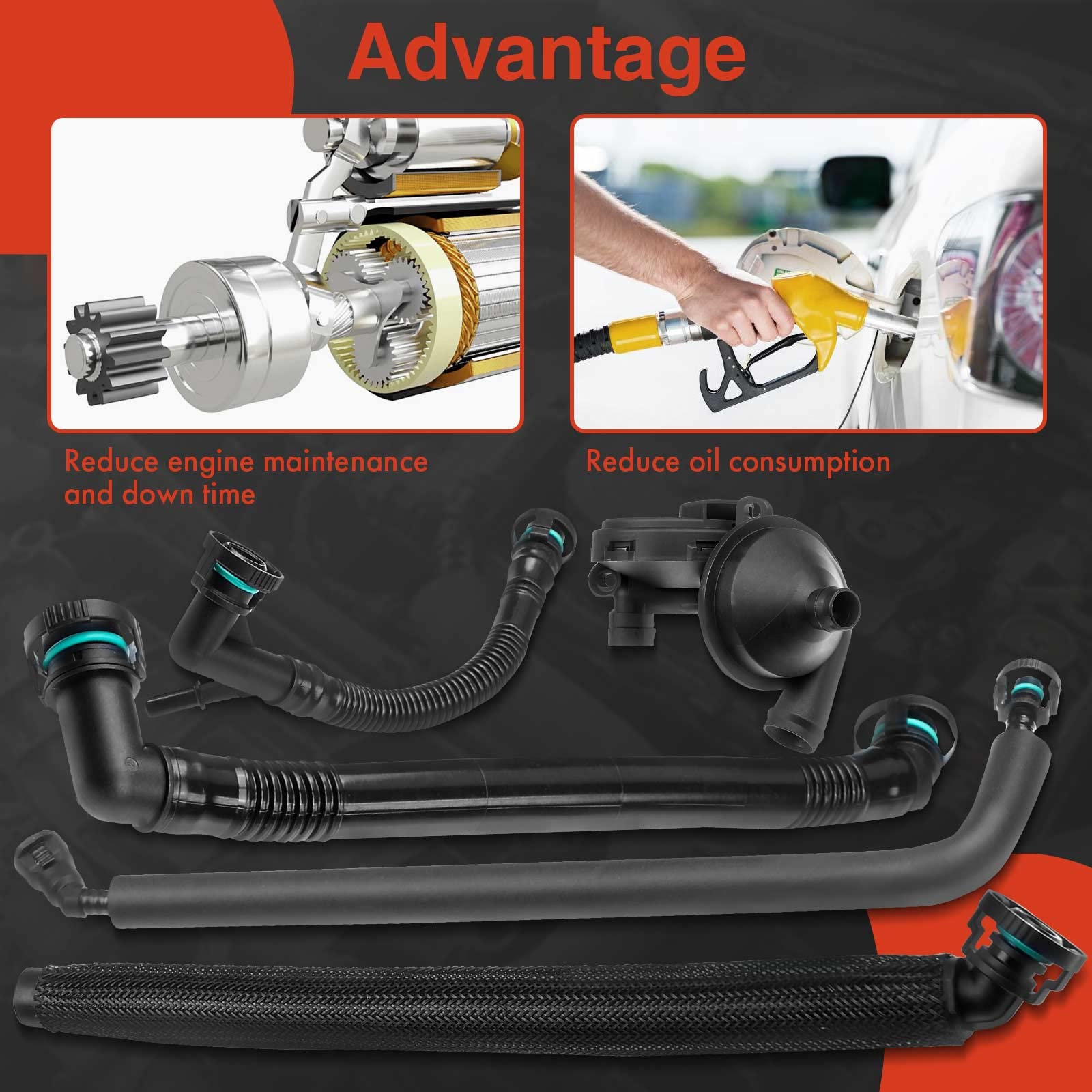 A-Premium hoses beside ruler for size comparison, confirming accurate OEM-matching dimensions benefit
