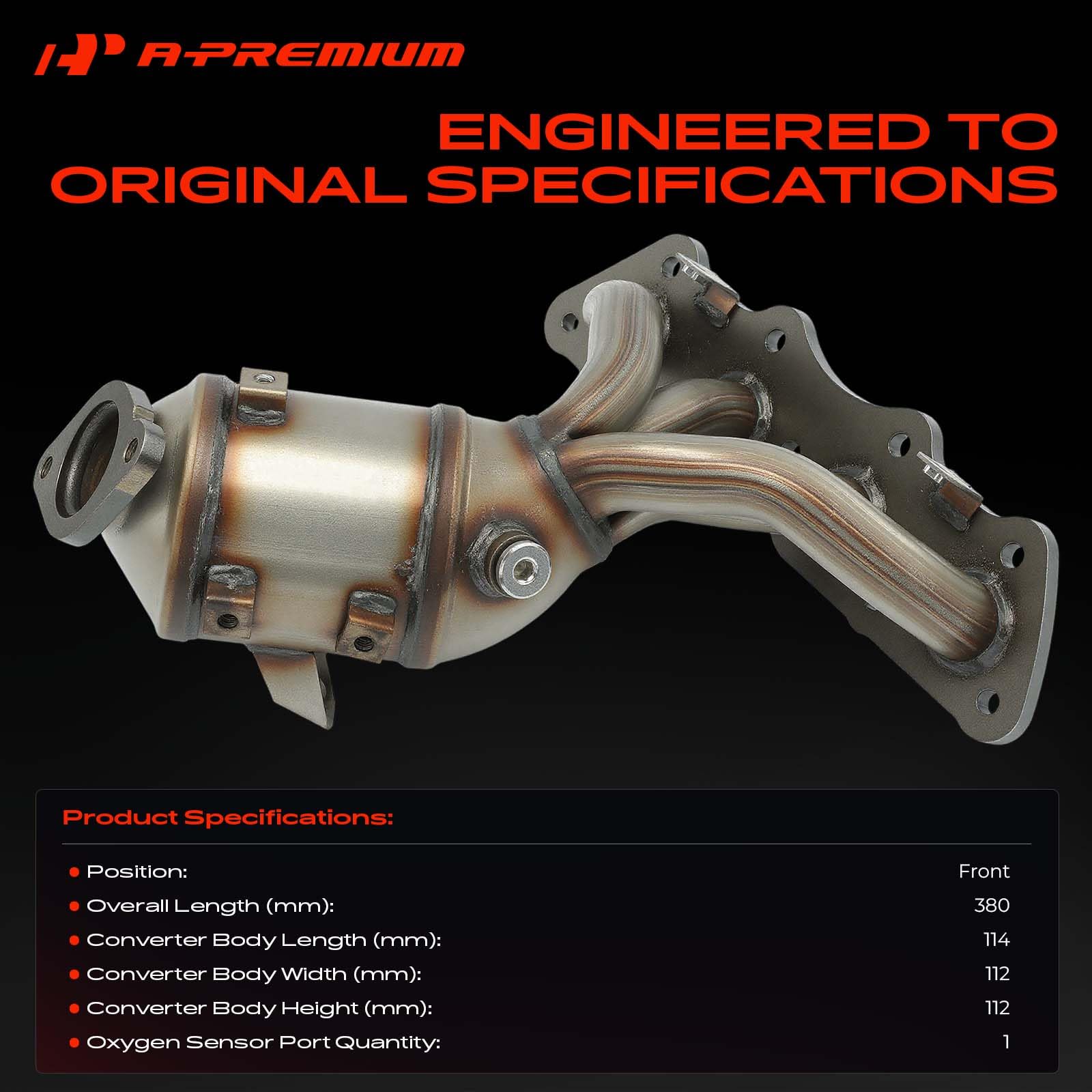 A-Premium converter close-up texture showing corrosion-resistant finish