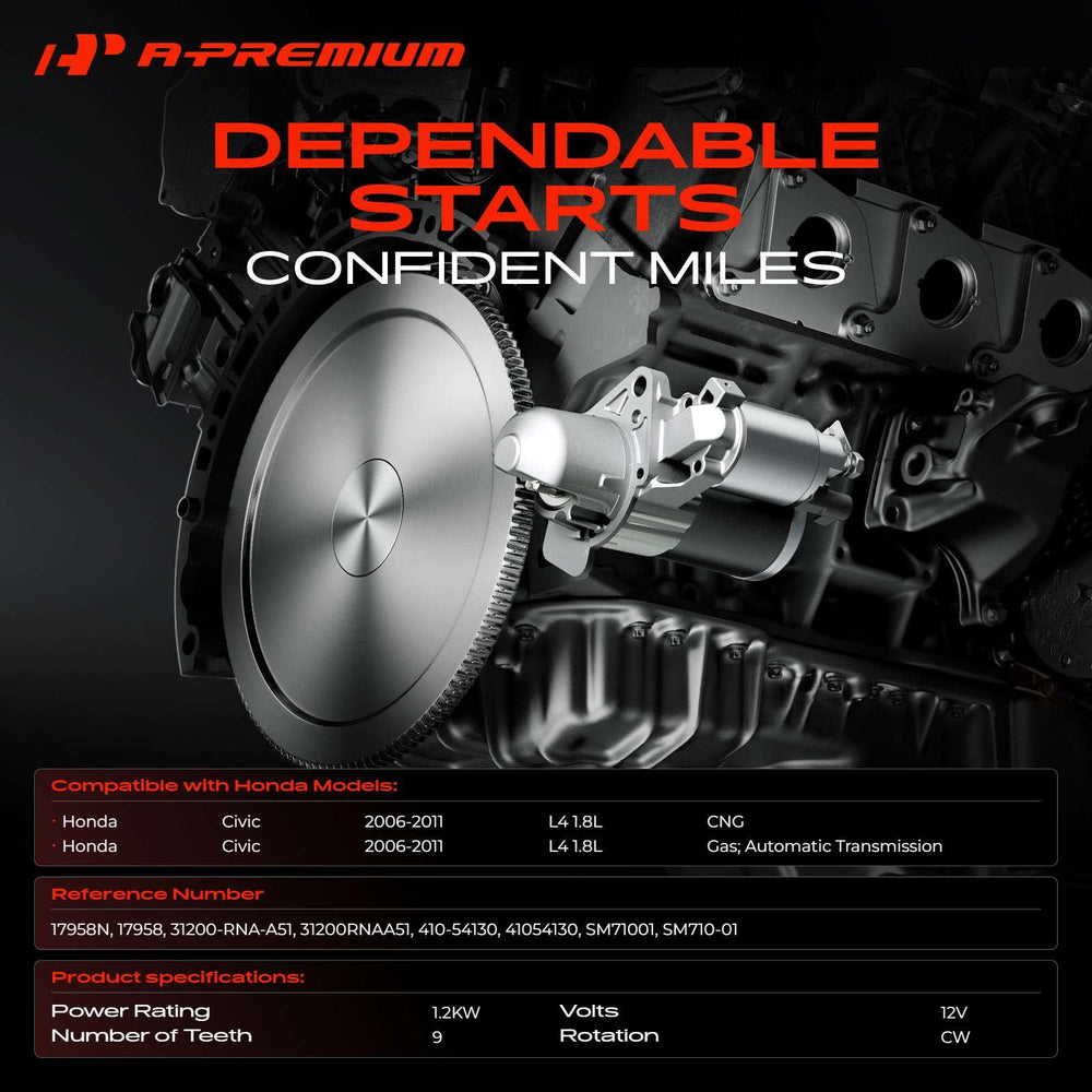 A-Premium starter motor side profile highlighting compact durable design benefit