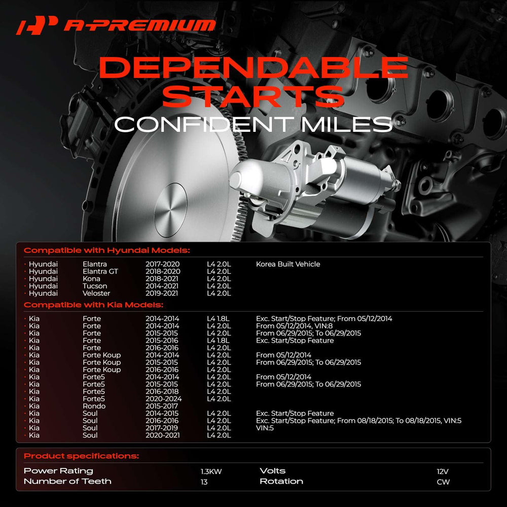 A-Premium starter side profile highlighting compact durable construction