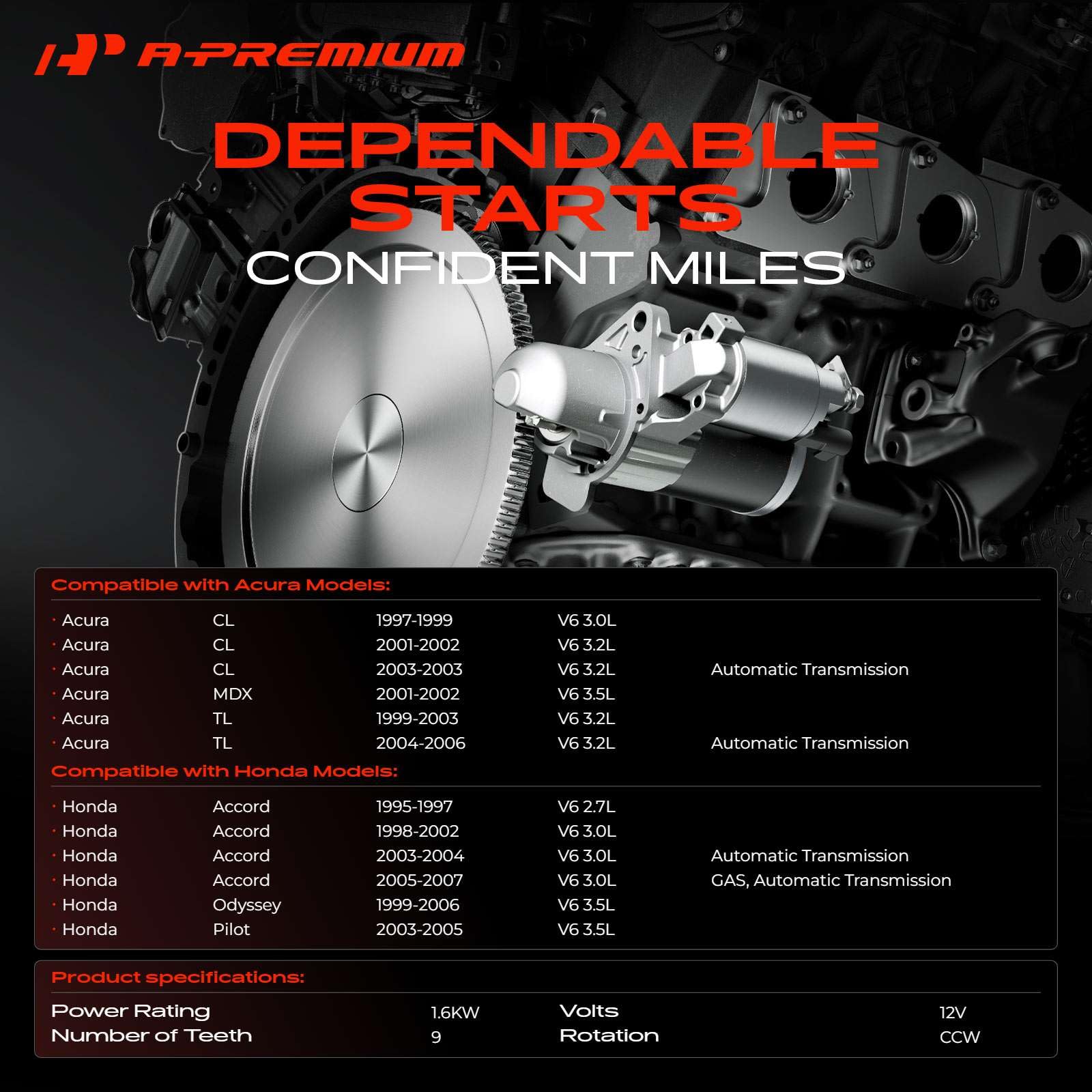 A-Premium starter side profile highlighting durable construction and fit