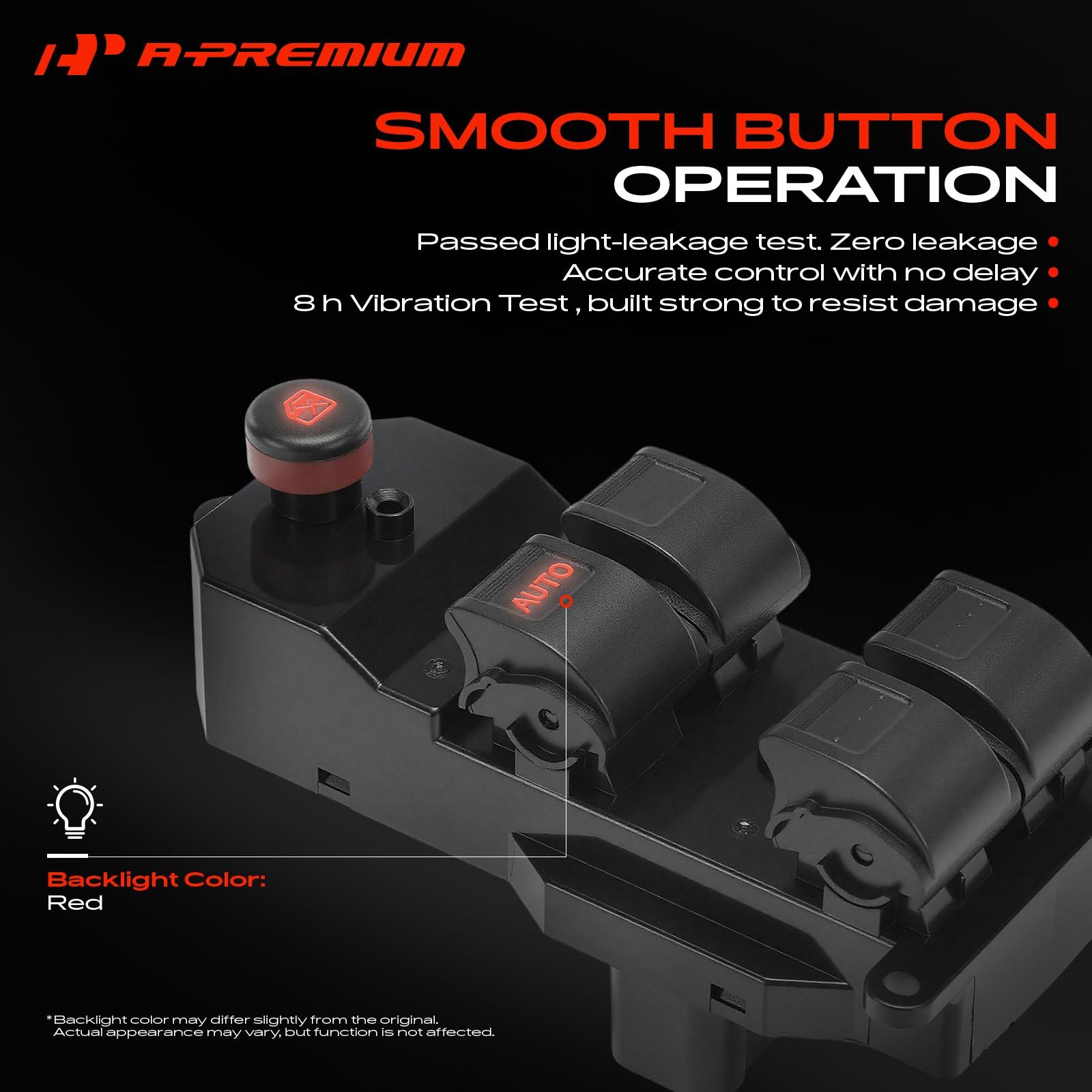 A-Premium switch illuminated red backlight for improved night visibility