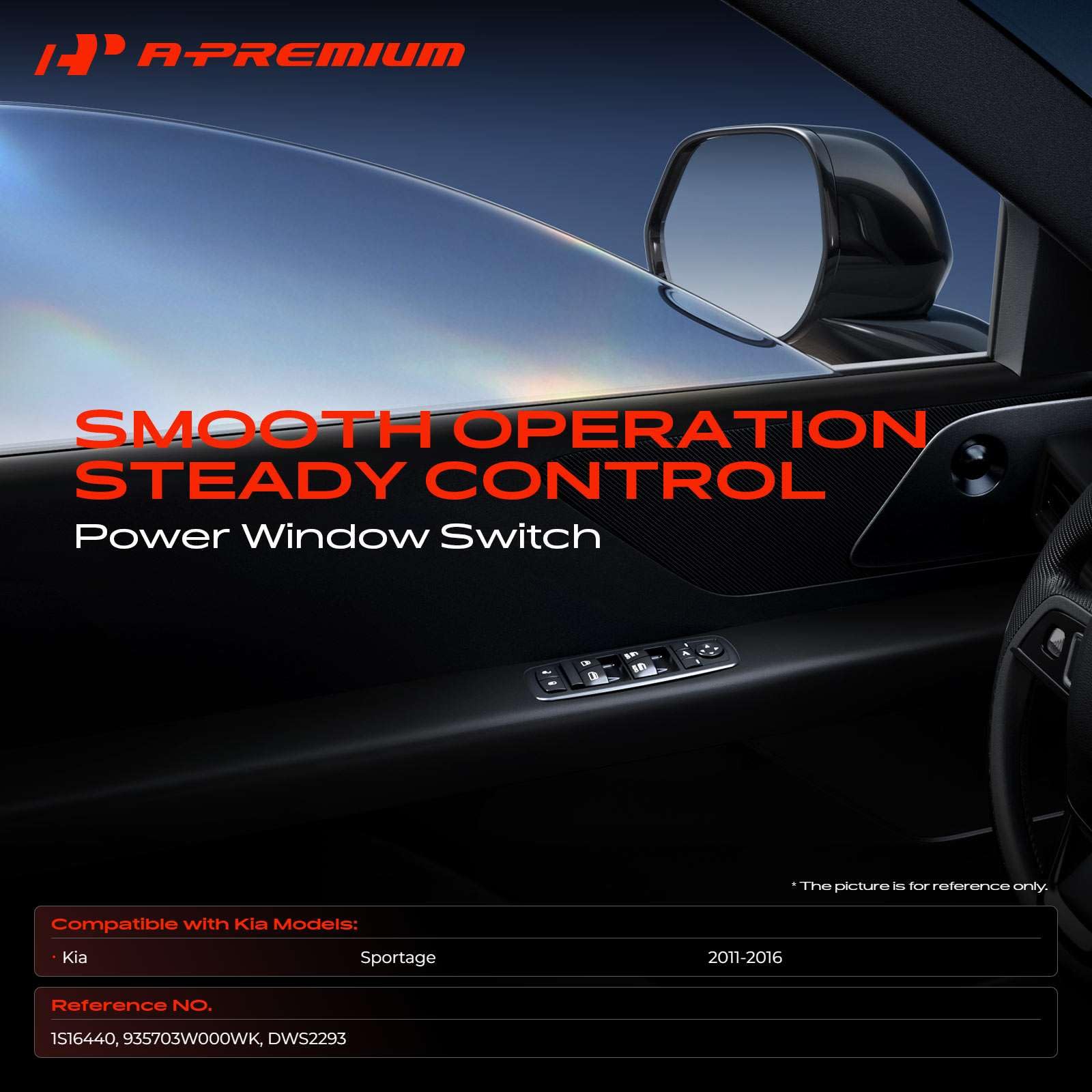 A-Premium front panel view of switch, precise buttons for reliable control
