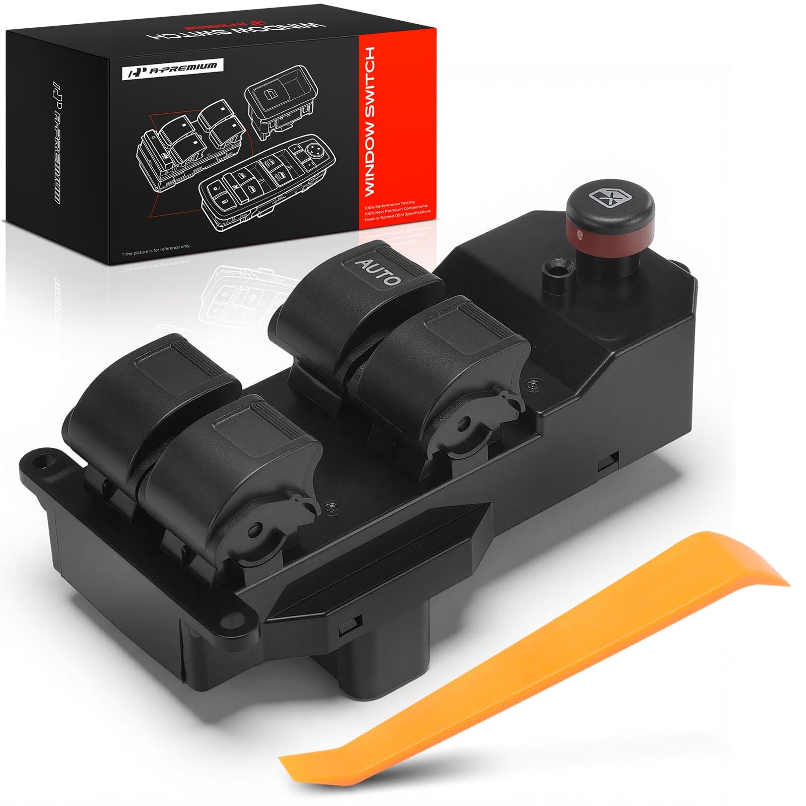 A-Premium laid-out package contents showing switch and installation tool
