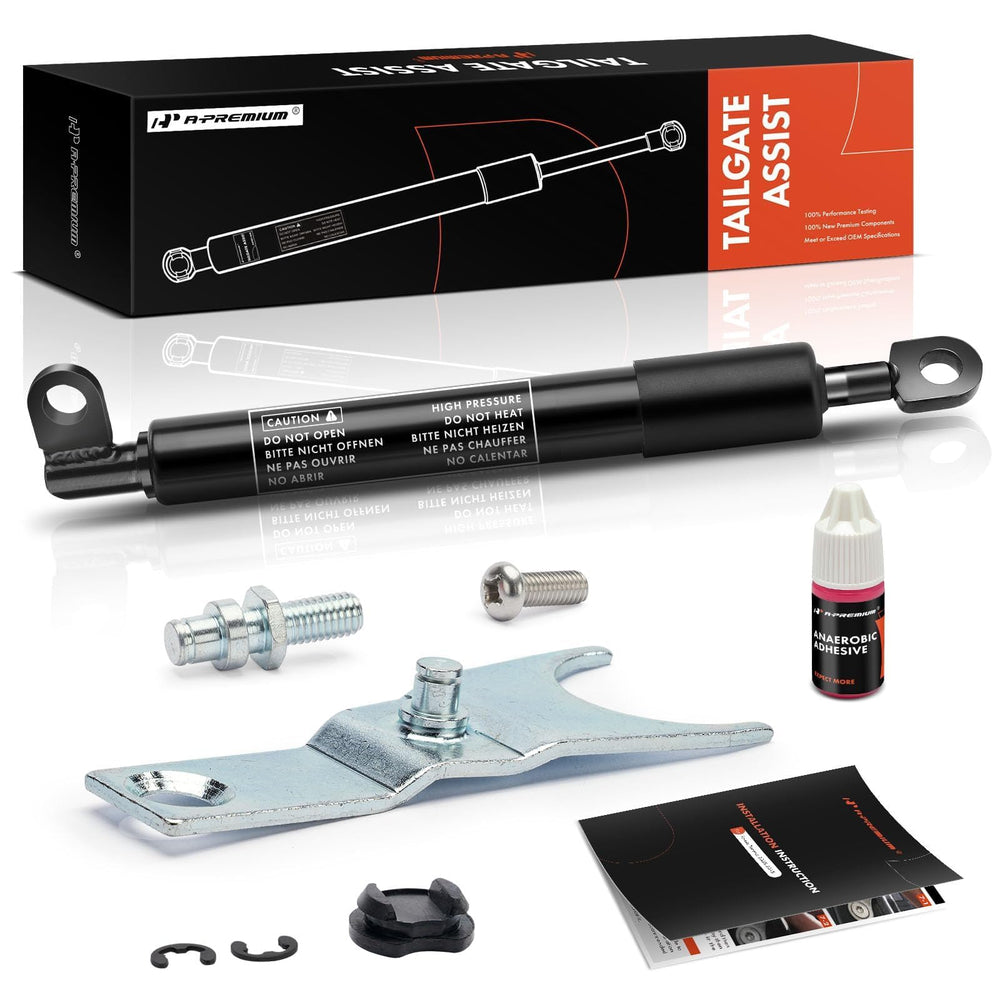 A-Premium front view of tailgate assist shock showing fit and benefit