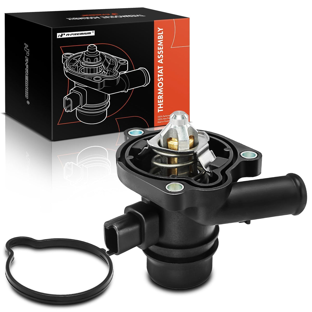 A-Premium front view of thermostat housing showing fit and durability benefit