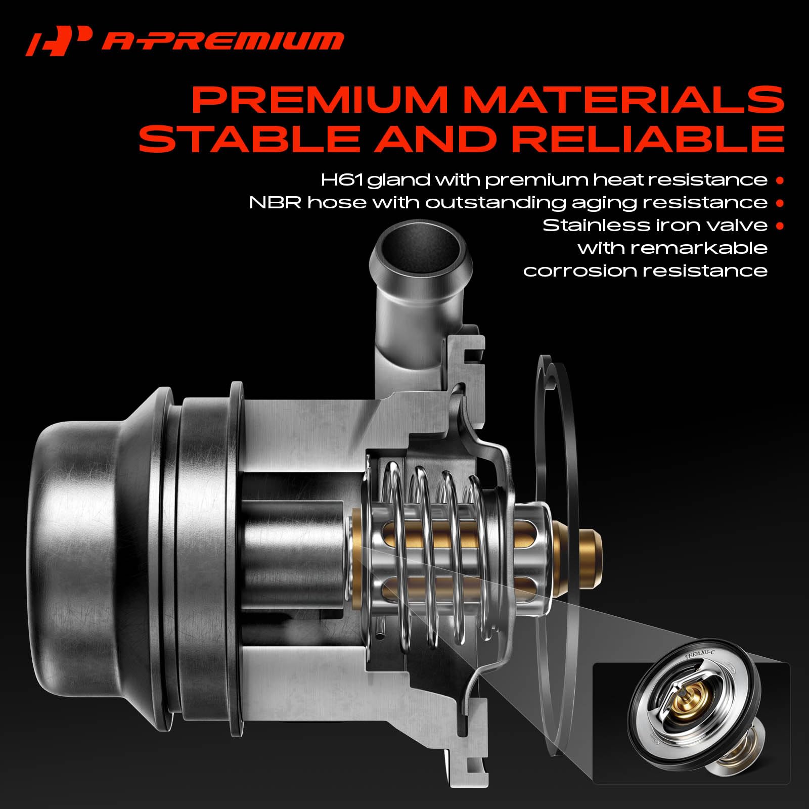 A-Premium thermostat side profile illustrating durable metal construction