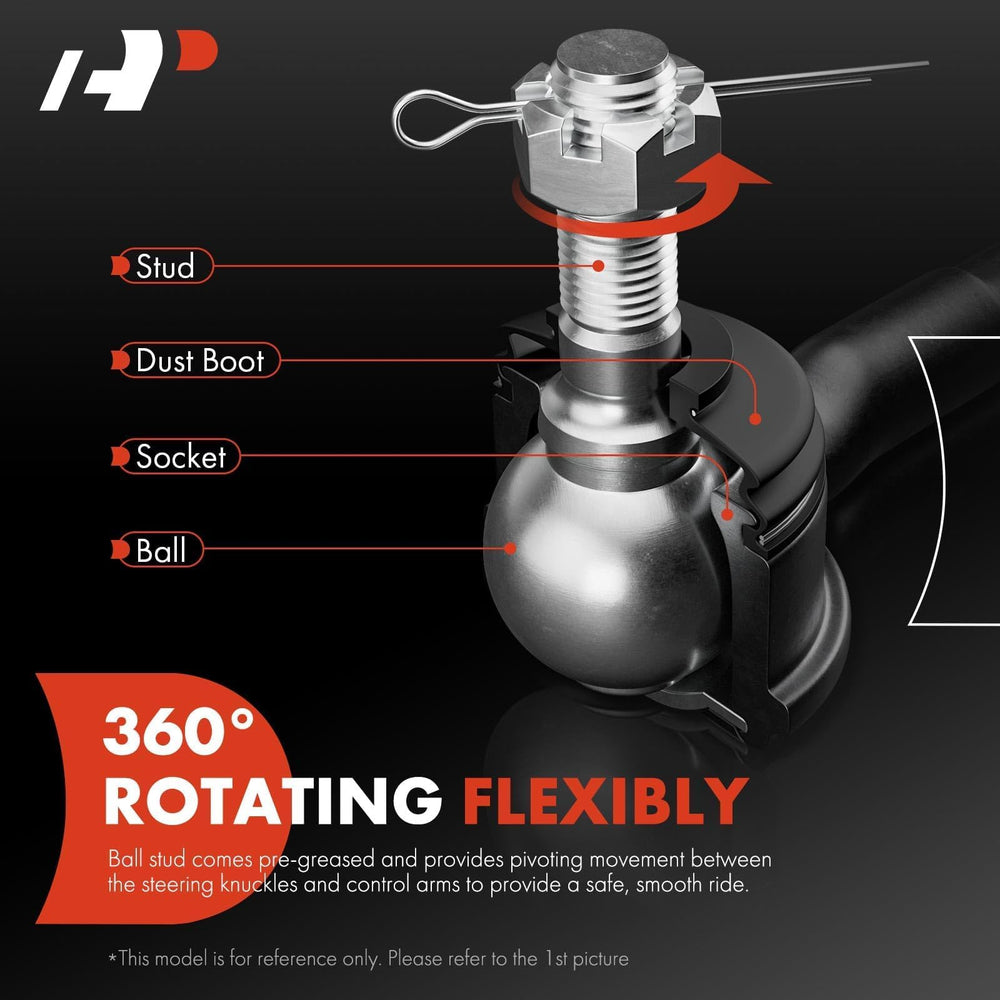 A-Premium tie rod ball stud close-up showing quenched finish that resists wear and looseness