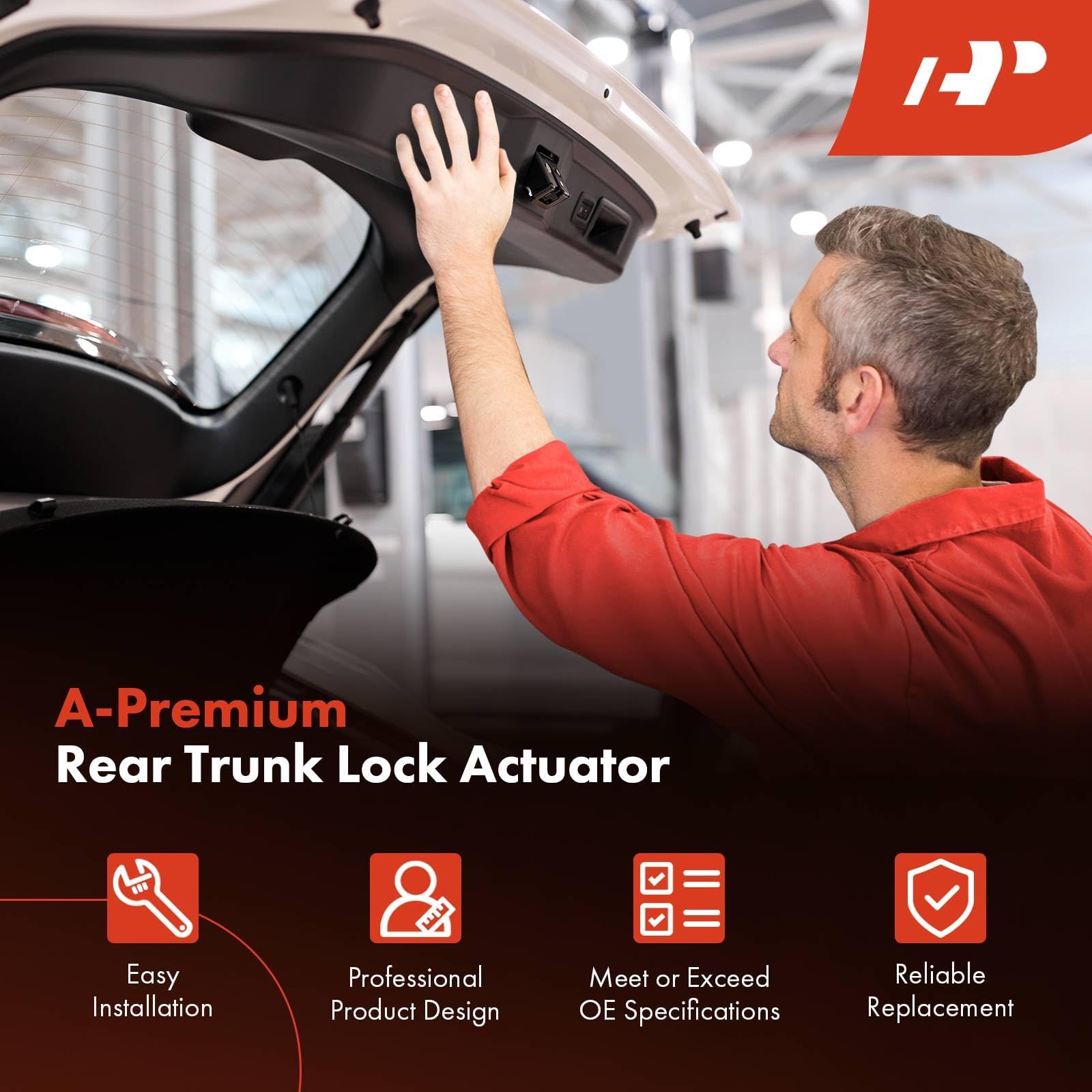 A-Premium trunk latch next to ruler showing exact size for confident purchase