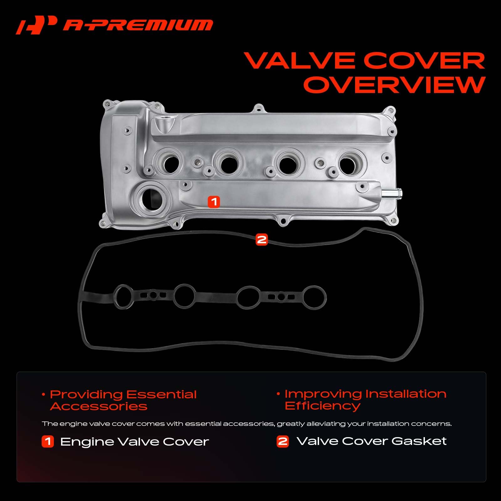 A-Premium valve cover installed on engine demonstrating direct-fit replacement benefit