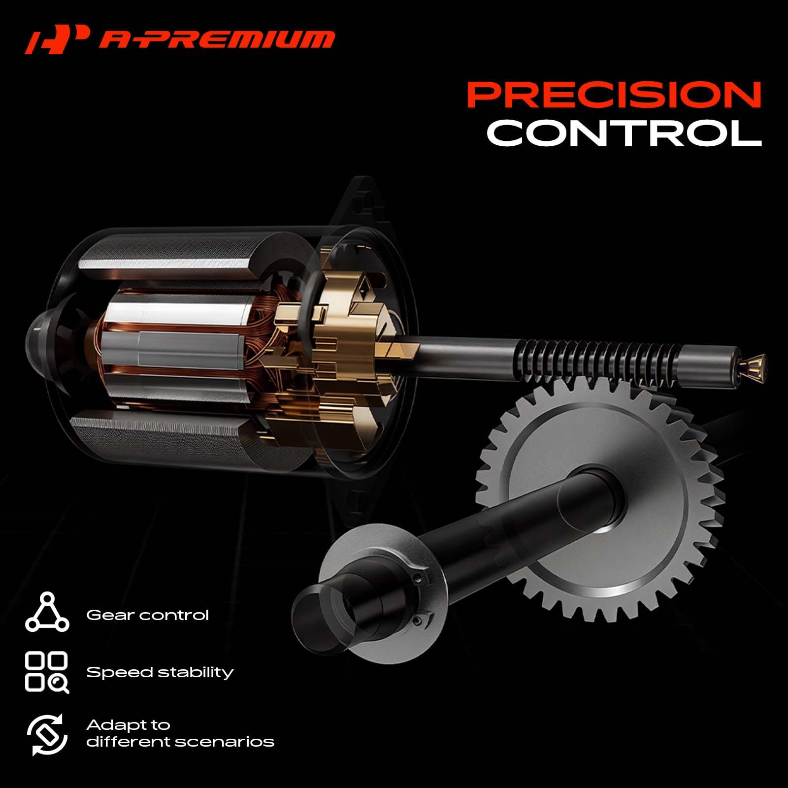A-Premium wiper motor next to ruler showing dimensions and proper fitment confirmation benefit
