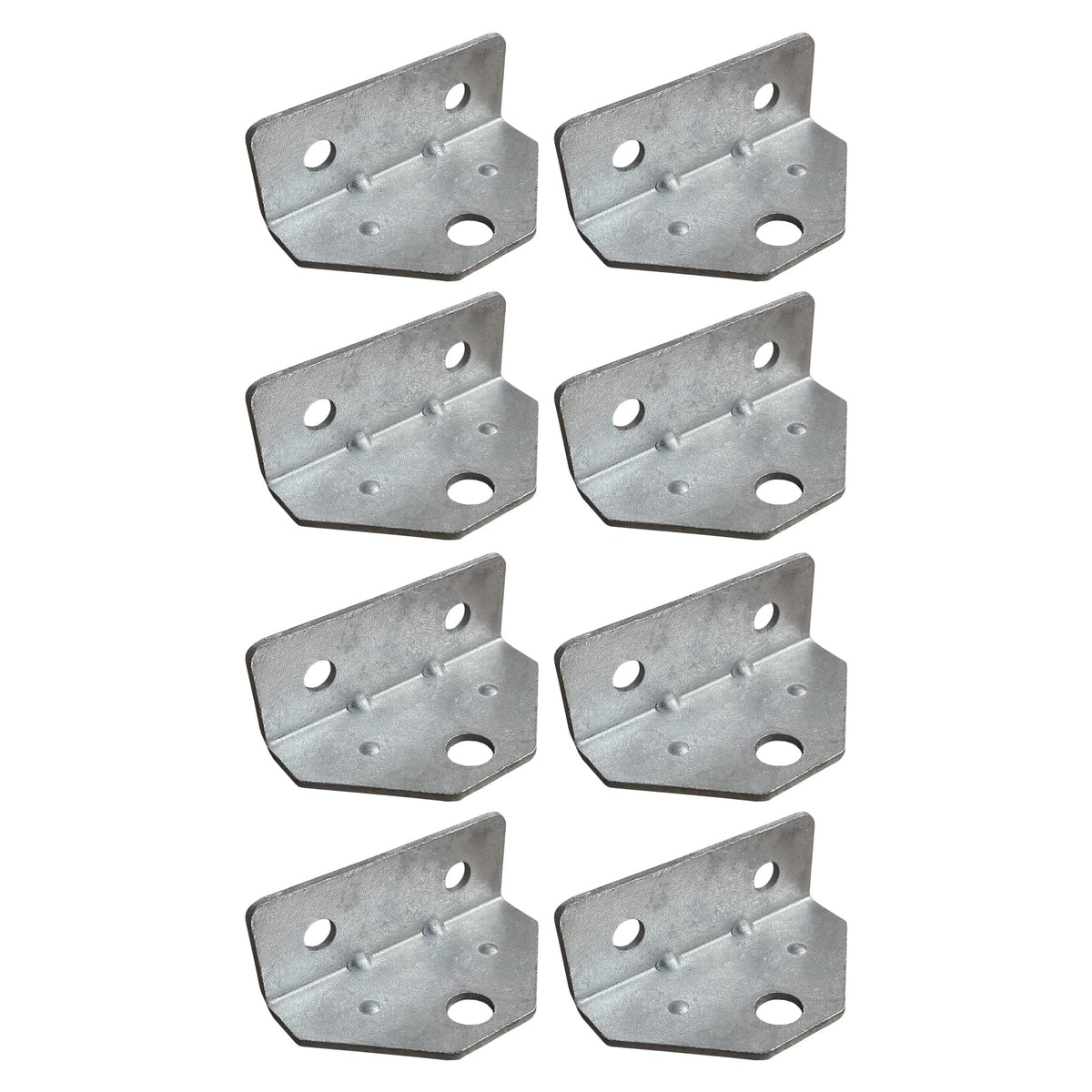 A.A front view of eight swivel top brackets showing durable finish and easy mounting