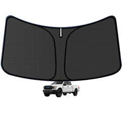 aatoppus F150 front view installed showing full windshield coverage and cooler cabin
