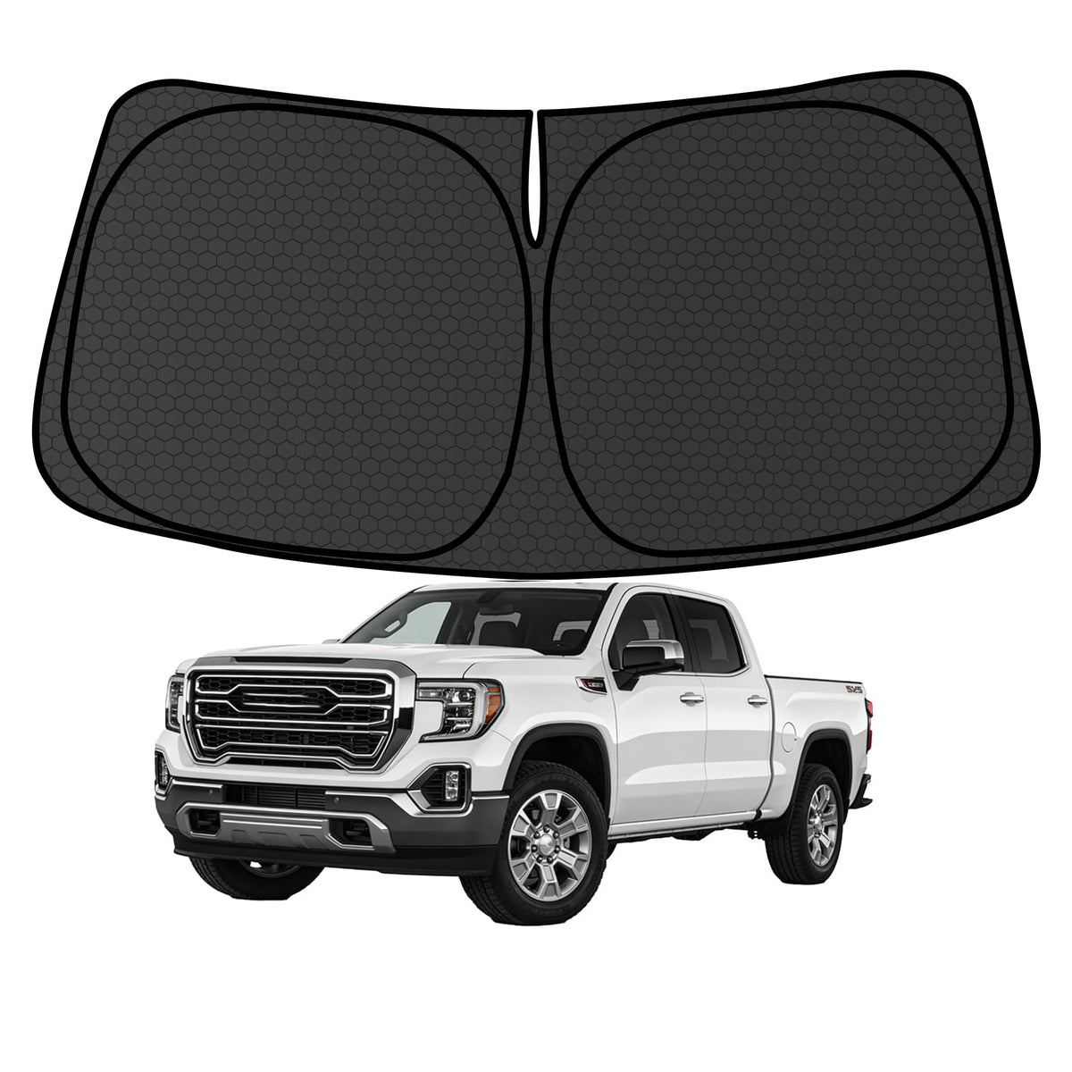 aatoppus front packaging showing tailored fit for Chevrolet Silverado and Sierra protects interior