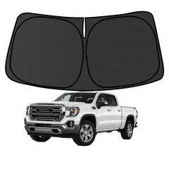 aatoppus front packaging showing tailored fit for Chevrolet Silverado and Sierra protects interior