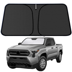 aatoppus Tacoma front view showing full windshield coverage and sun protection benefit