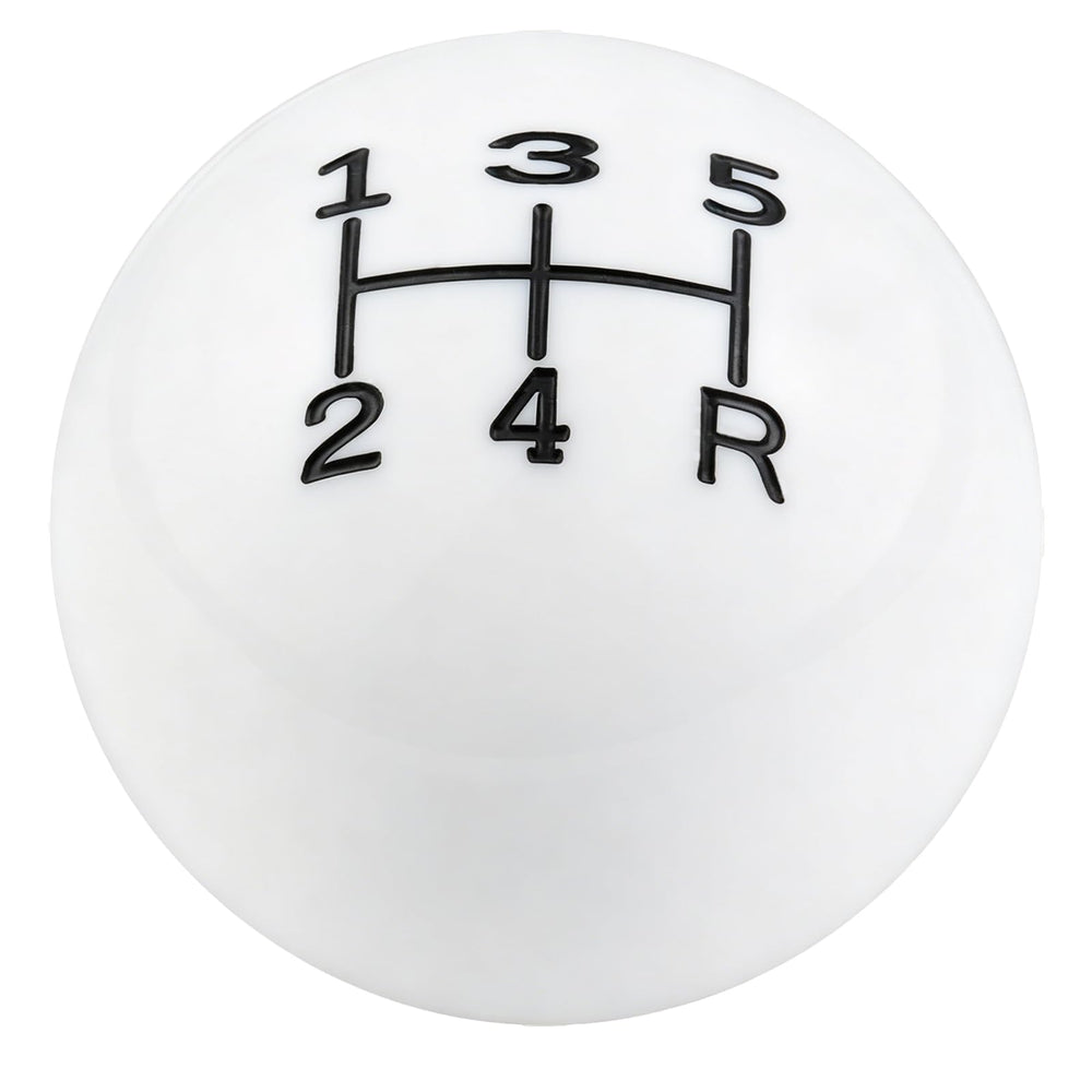 Abfer white ball shift knob front view showing clean finish and style benefit