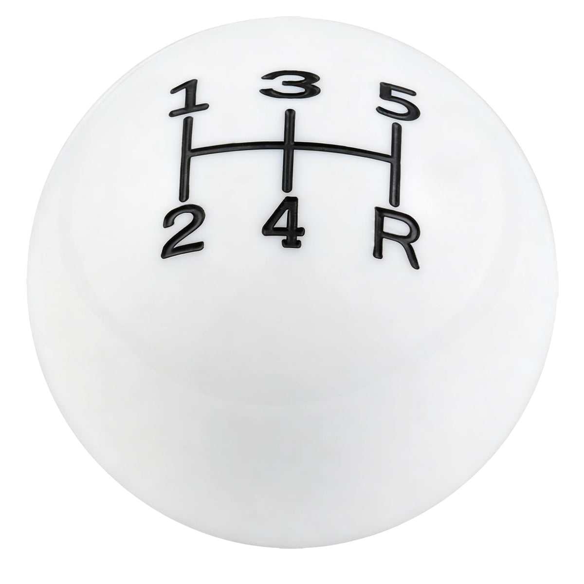 Abfer white ball shift knob front view showing clean finish and style benefit