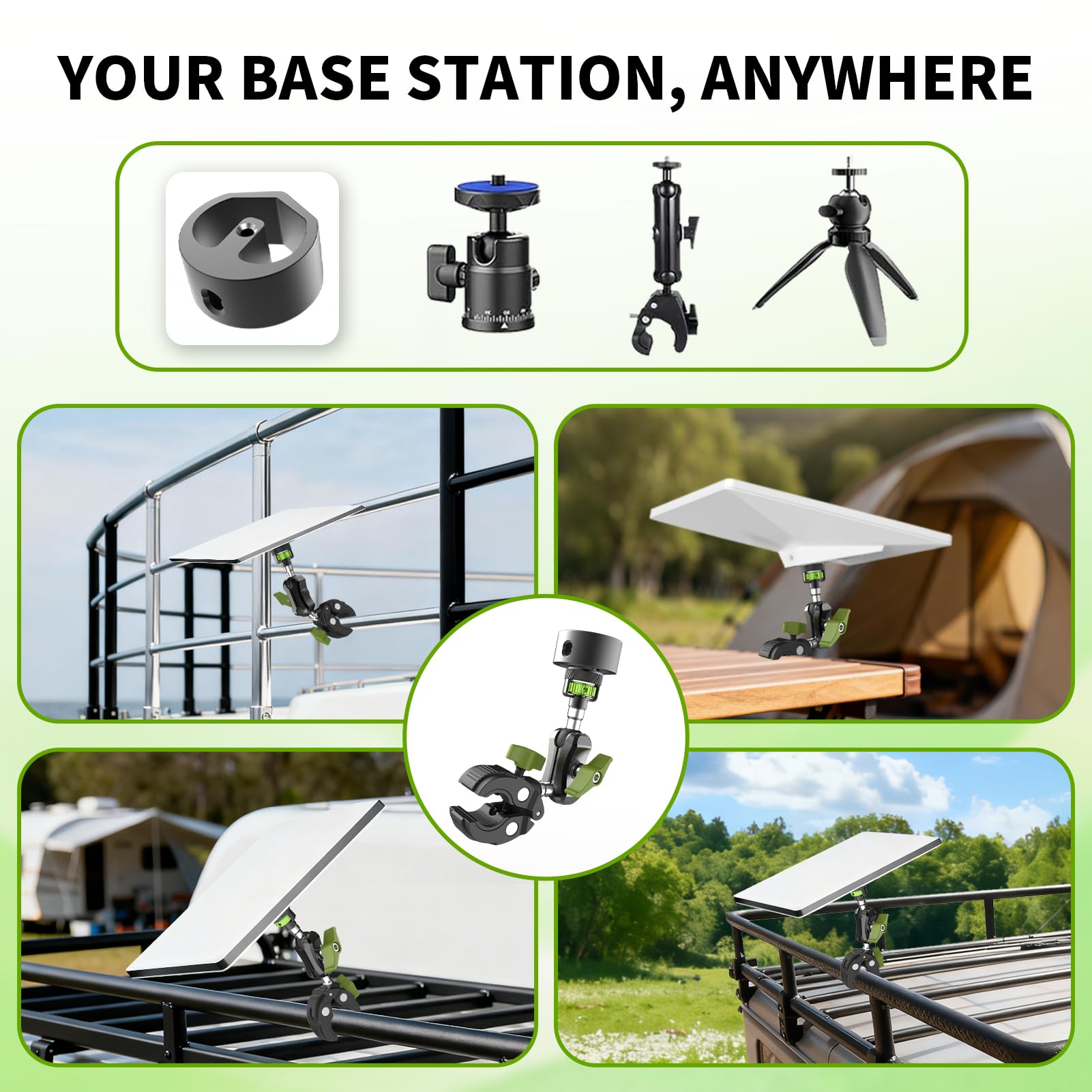 Ablian clamp fastened to boat guardrail delivering secure marine placement