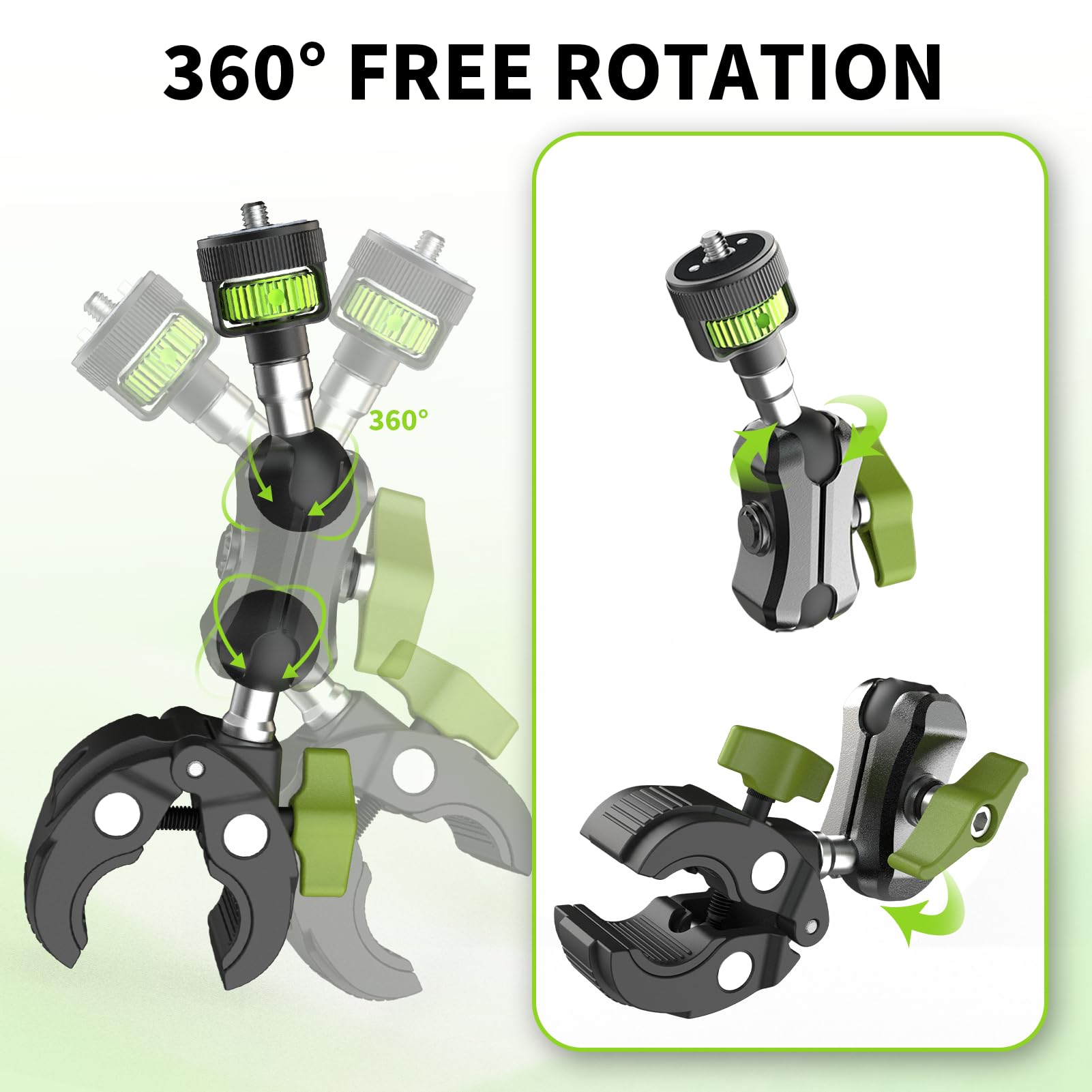 Ablian mount connected to tripod adapter for flexible mounting options