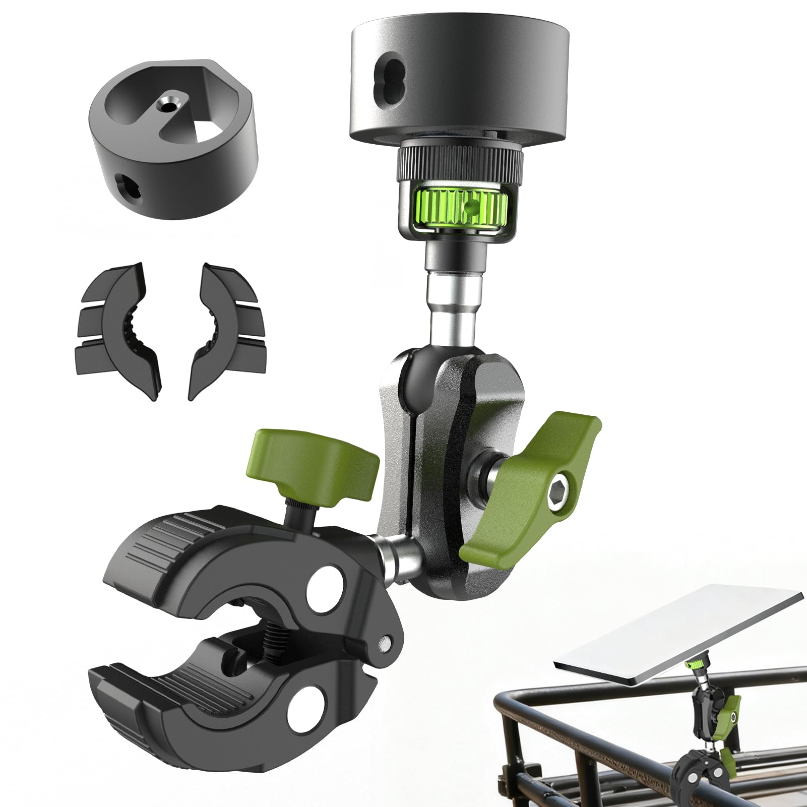 Ablian clamp front view showing secure Starlink attachment and portability
