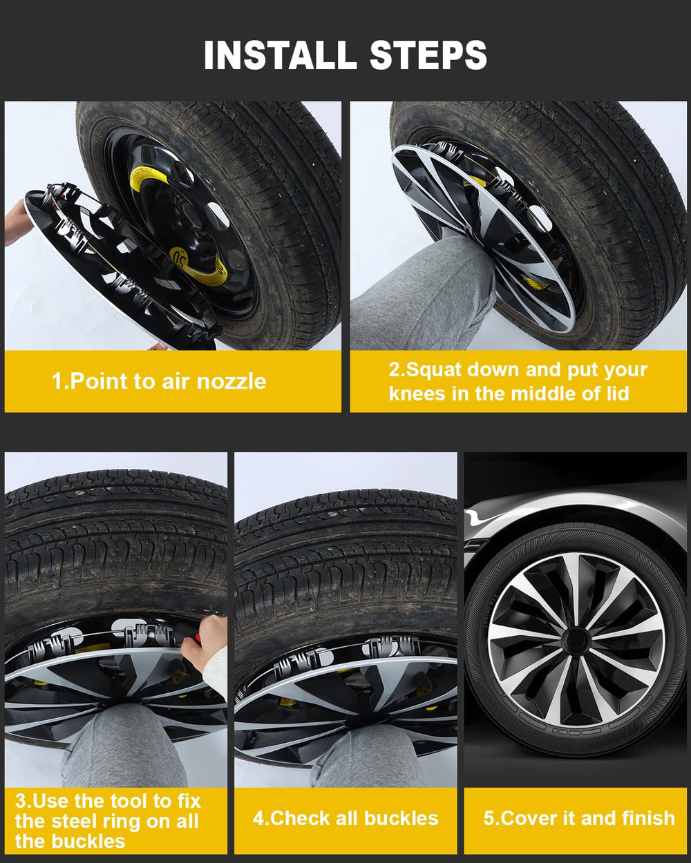 ABX hubcap lifestyle driveway shot showing refreshed wheels and stylish upgrade