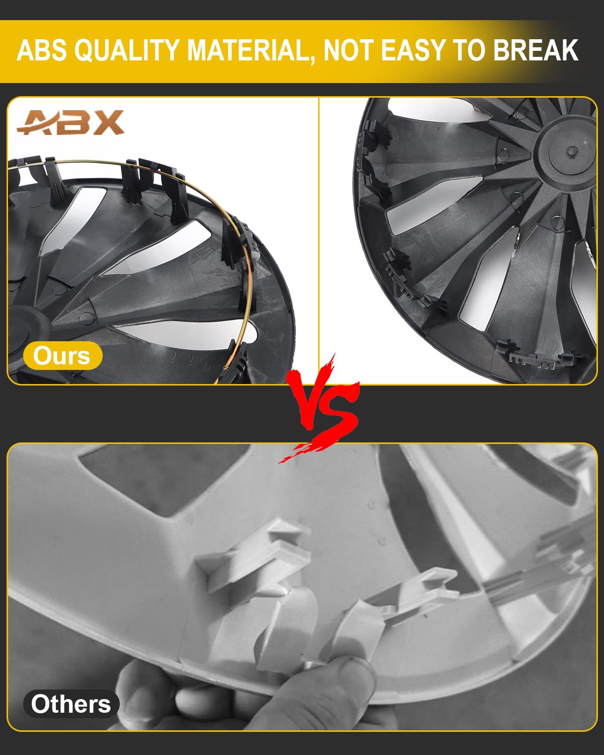 ABX hubcap size comparison with ruler showing 15-inch fit confirmation