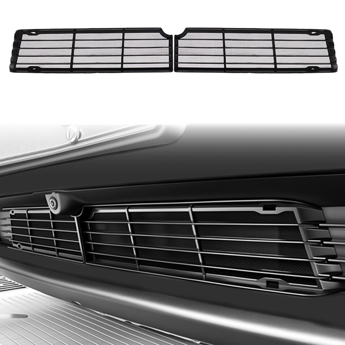 Abystar front view installed on Model Y Juniper protecting bumper