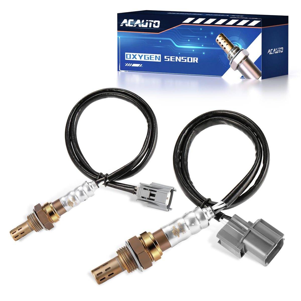 ACAUTO front view of O2 sensor showing fitment and threads for easy replacement