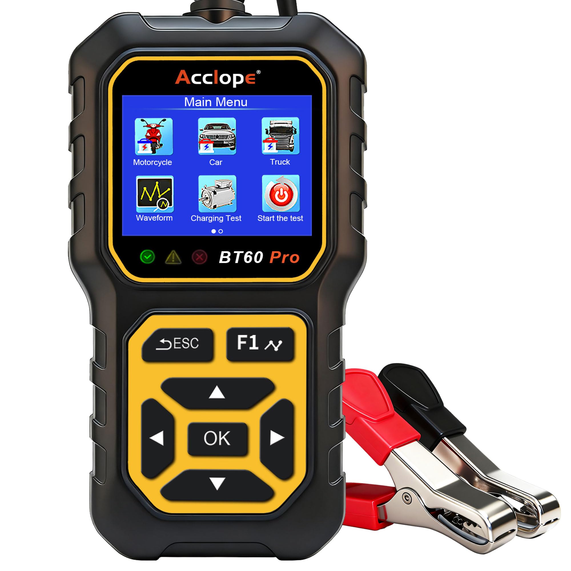 Acclope BT60 PRO front display showing measurements and clear readout benefit quick diagnostics